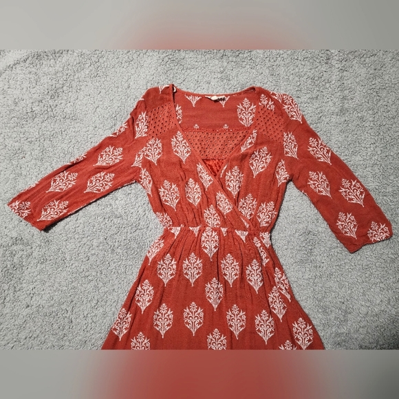 Orange Bohemian Asymmetrical Dress - Picture 2 of 8